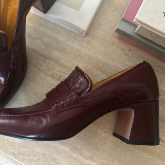 Mara Bini Leather Heeled Loafers - Picture 5 of 11